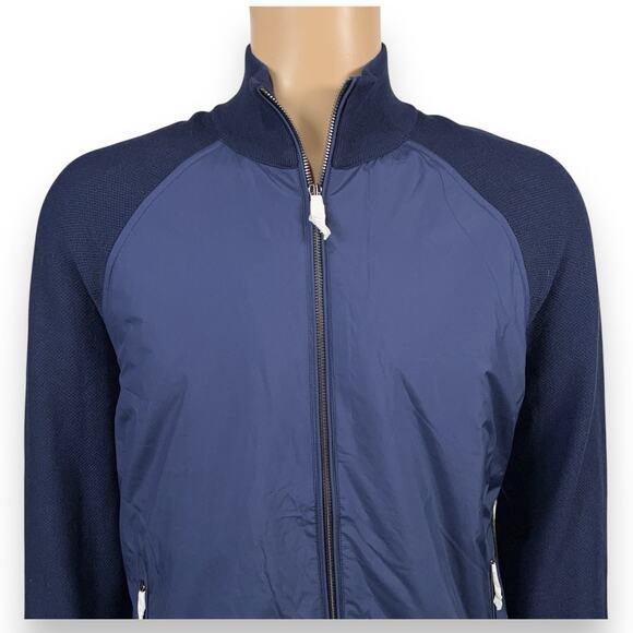 Polo Ralph Lauren RLX Golf Mens Large Full Zip Hybrid Sweater Jacket Navy $298 - Picture 1 of 9